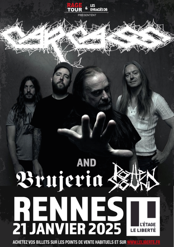 Carcass + Brujeria + Rotten Sound Le 21 janv 2025